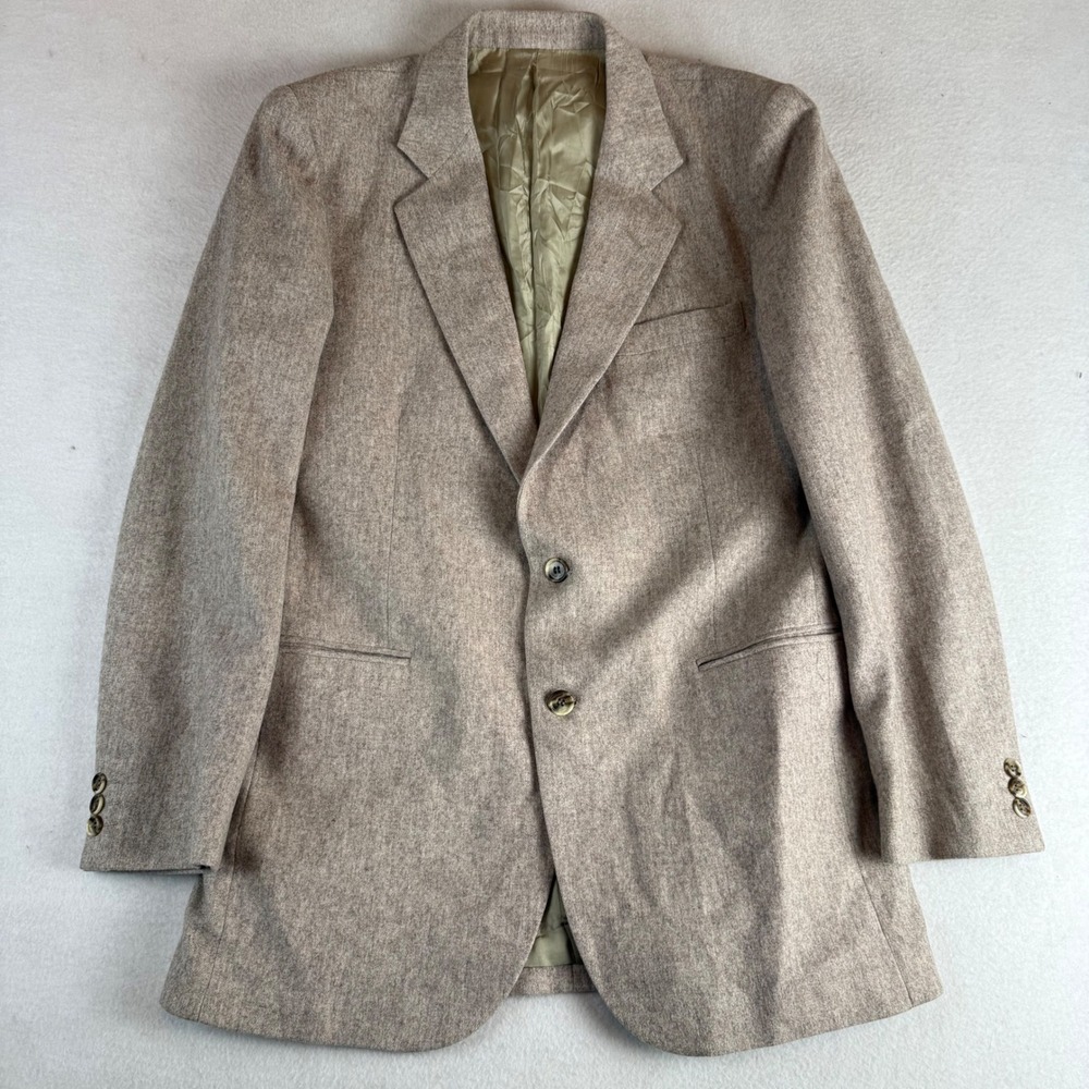 Miltons Don Robbie Paris Mens Oatmeal Tan Two Button Wool Blazer Sport Coat